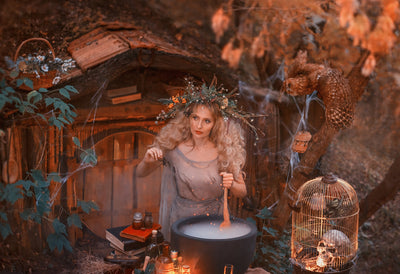 Woman stirring cauldron
