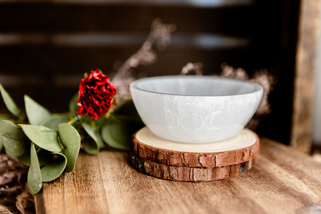 Triple Moon Selenite Bowl
