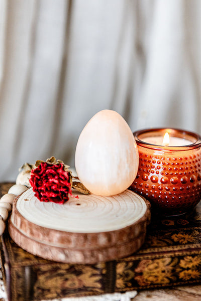 Orange Selenite Egg & Stand