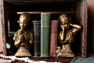 Vintage Children Book Ends- Flute Player