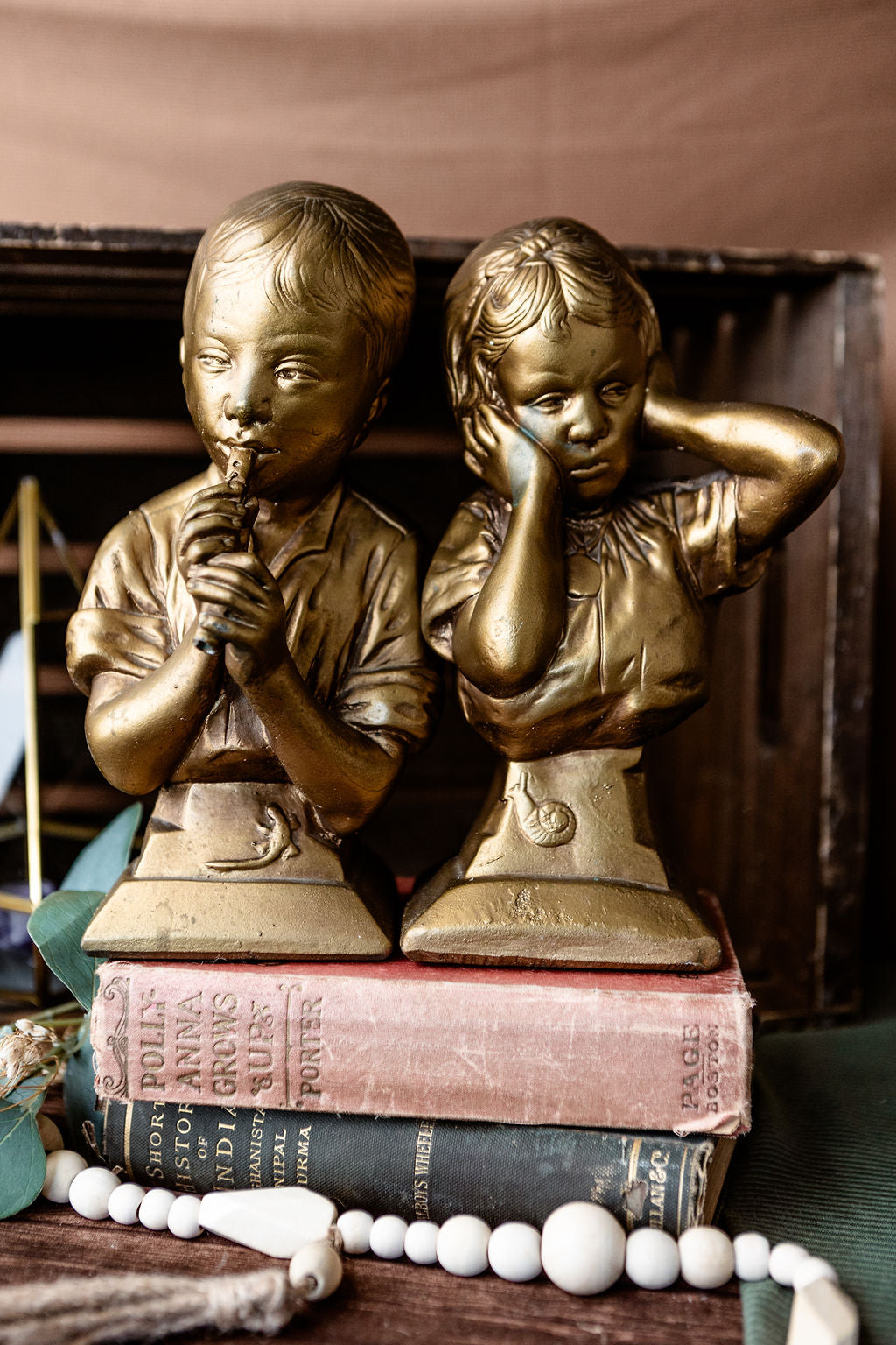 Vintage Children Book Ends- Flute Player