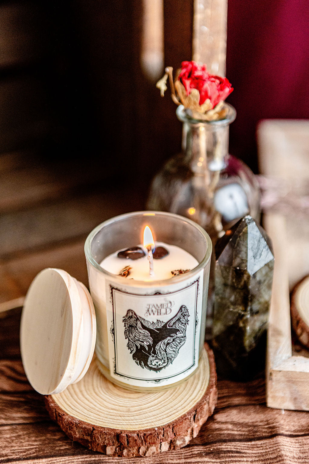 Wolf and Raven Candle