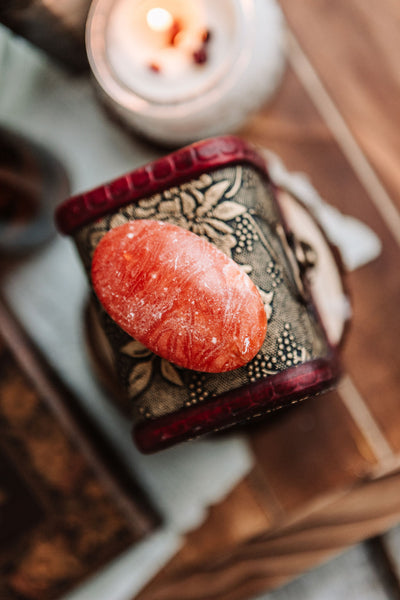 Orange Selenite Palm Stone
