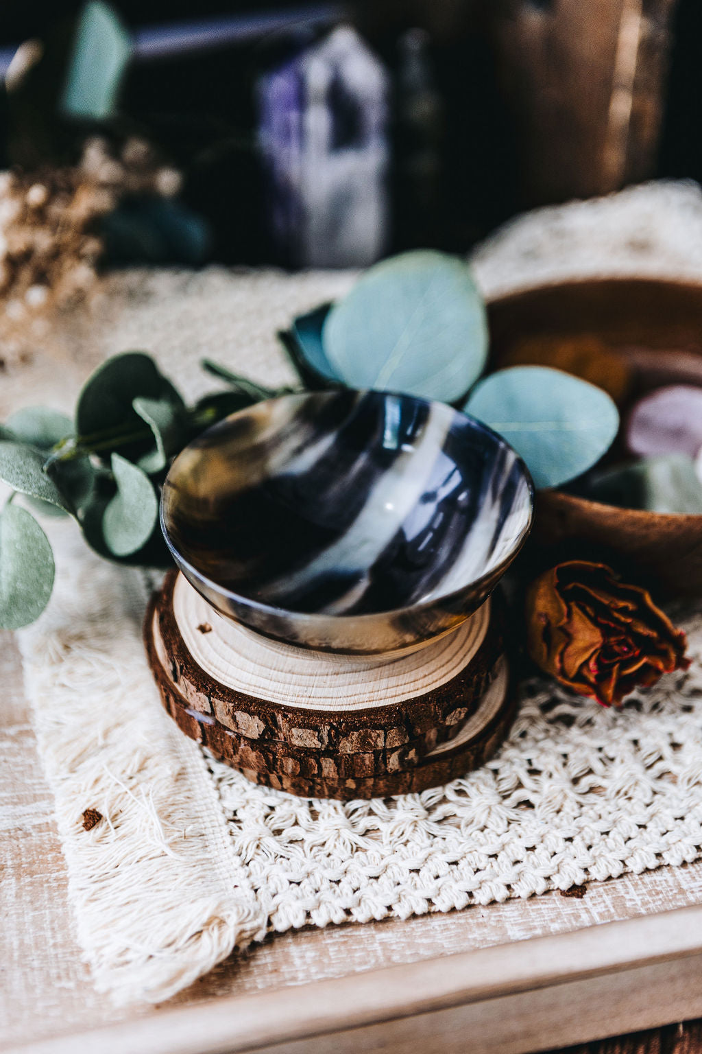 Carved Horn Ritual Bowl