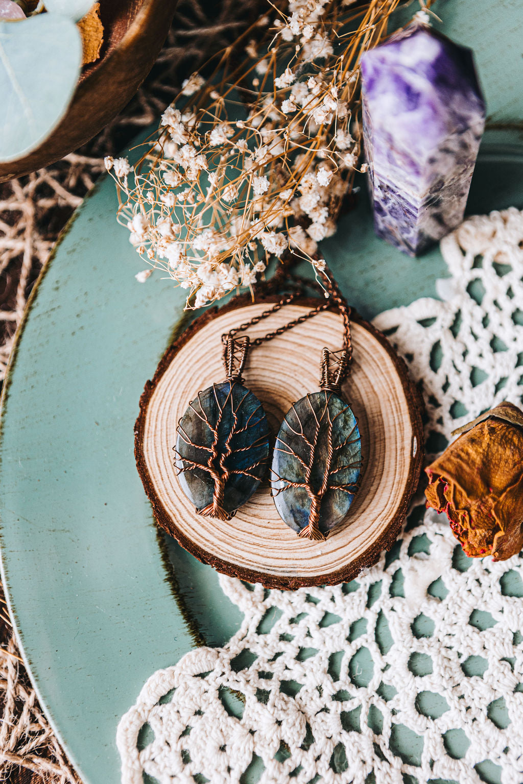 Labradorite Necklaces- Copper Wire Wrapped