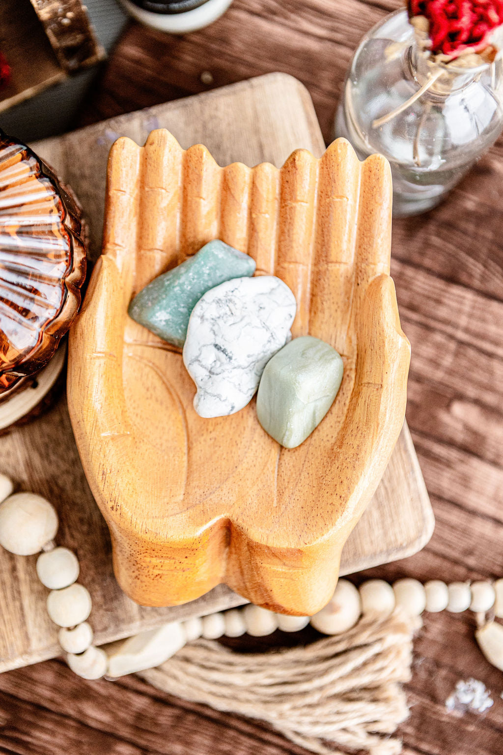 Wooden Hand Offering Bowl