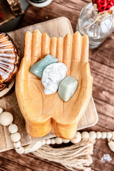Wooden Hand Offering Bowl
