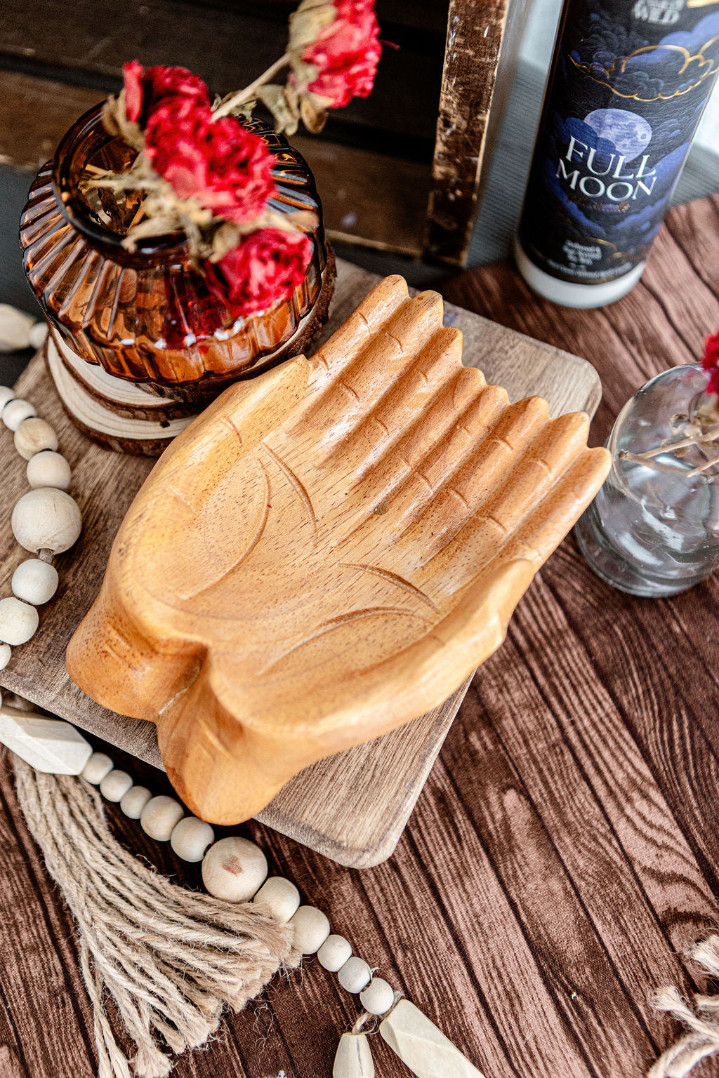 Wooden Hand Offering Bowl