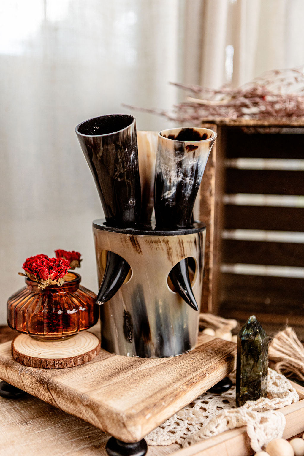 Buffalo Horn Mug Set
