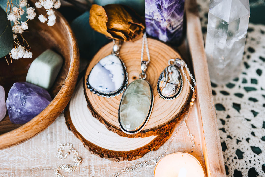 Silver & Stone Amulet Necklaces