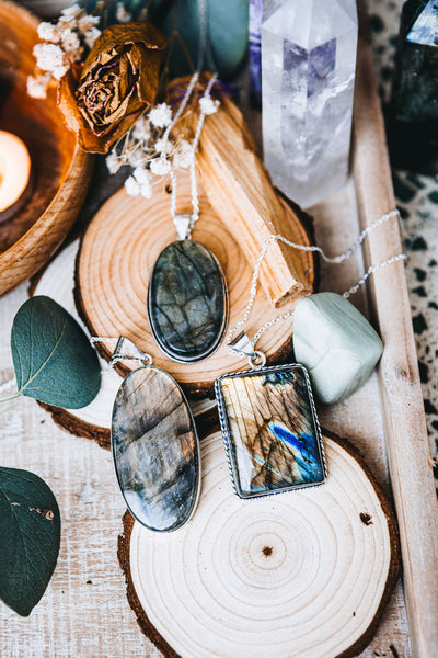 Silver & Stone Amulet Necklaces