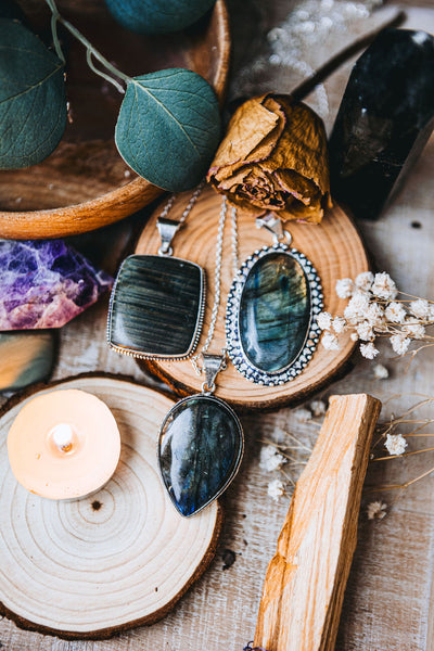 Silver & Stone Amulet Necklaces