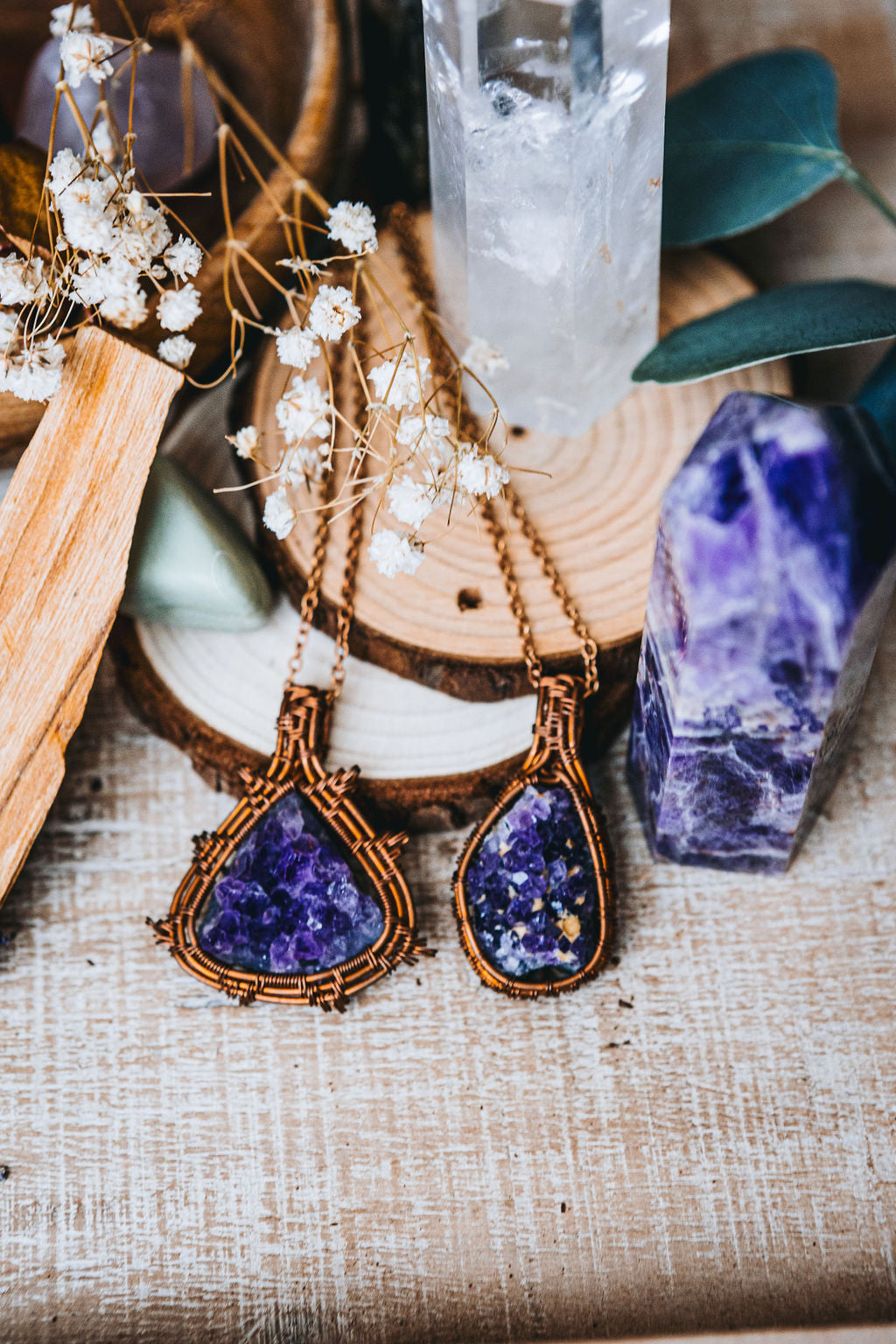 Wire Wrapped Necklaces (Amethyst & Agate)