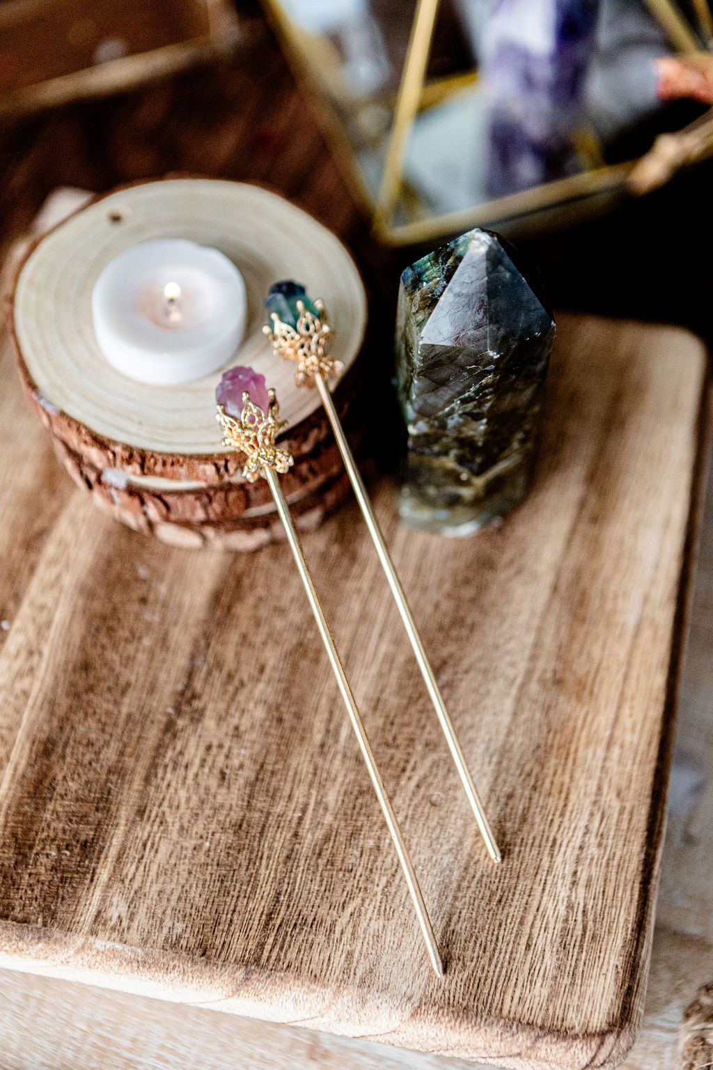 Crystal Rose Hair Sticks