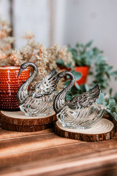 Glass Swan Salt Cellar