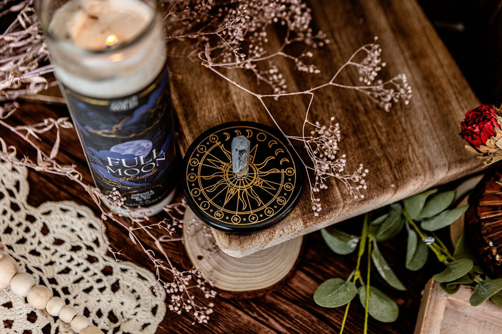 Black Agate Celestial Sun Clock with Quartz