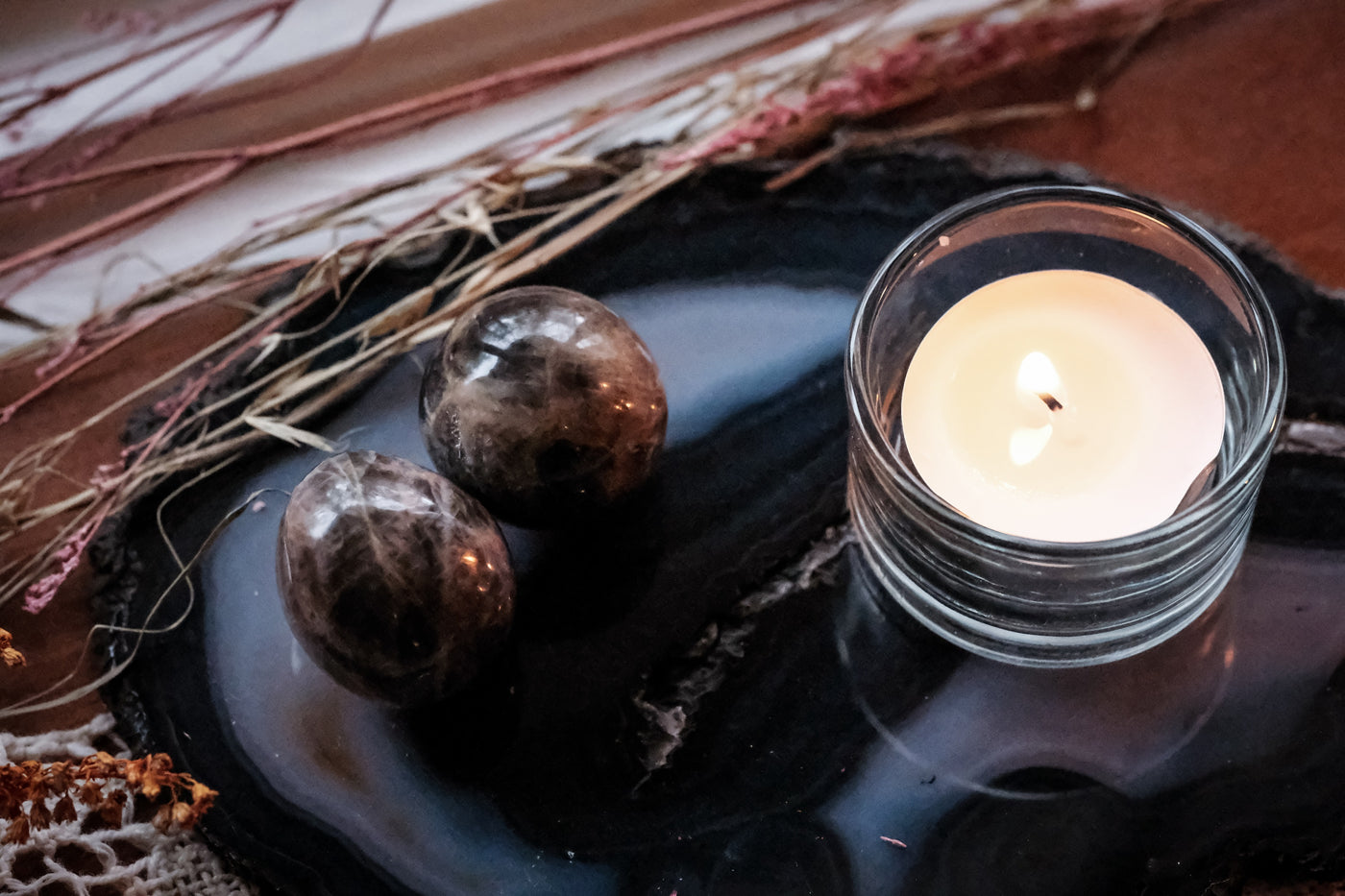 Black Moonstone Round Ball