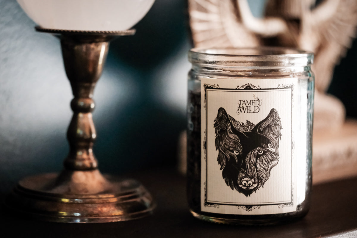 Wolf and Raven Candle
