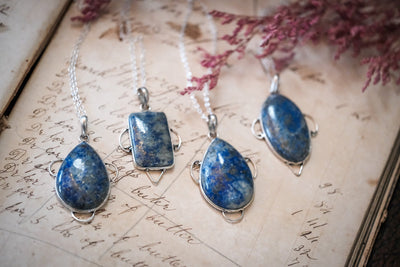 Sodalite Amulet Necklace (Sterling Silver)