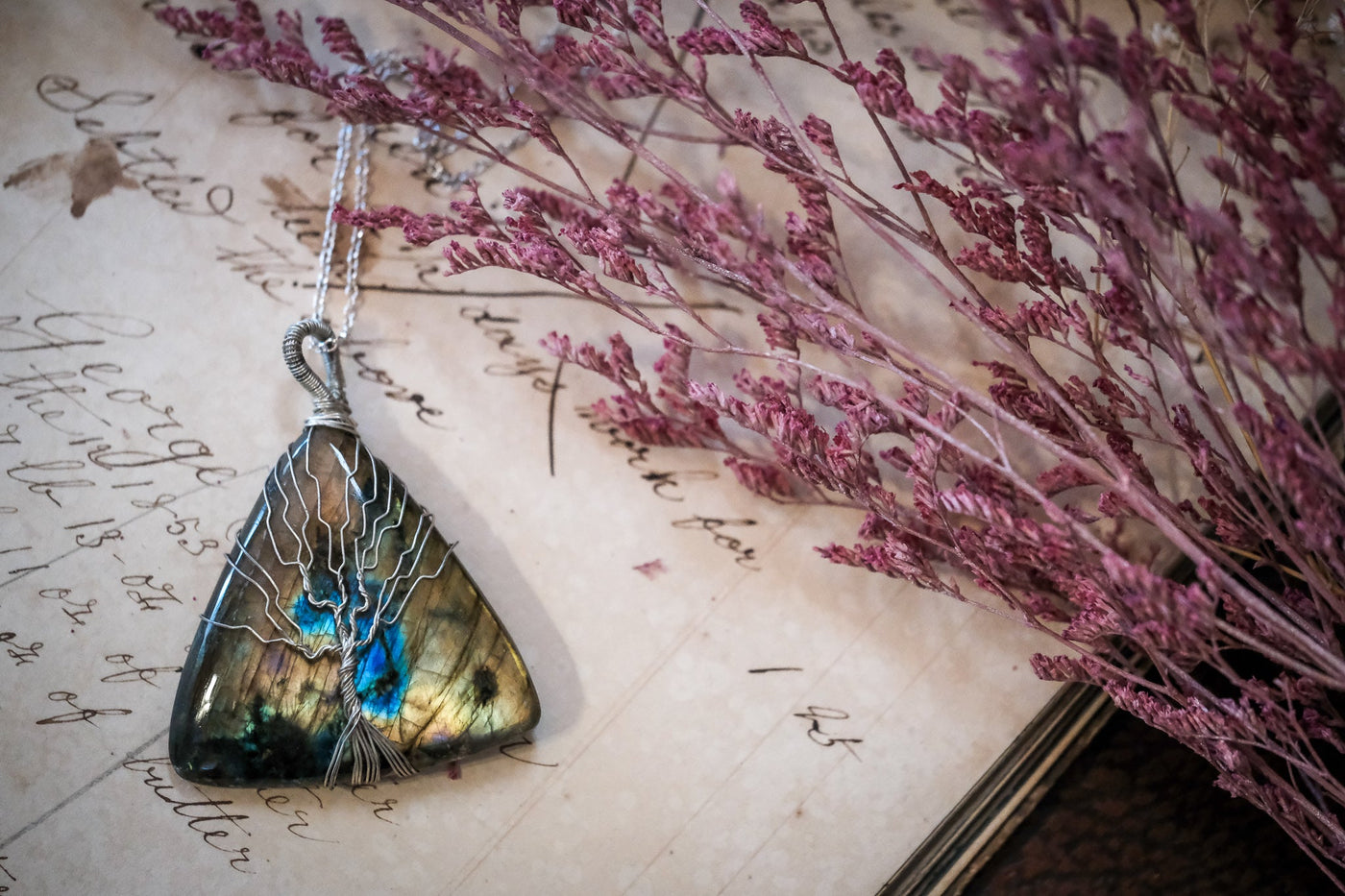 Amulet Necklace-Labradorite Triangle