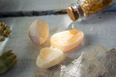 Orange Calcite seer stones.